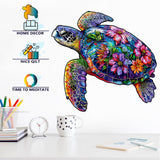 Foyucool Wooden Puzzles for Adults, About 150 Pieces Unique Puzzles for Adults, Irregular Animal Shaped Wooden Jigsaw Puzzles, Creative Gift, Fun Family Game, 11.1 x 5.5 inch, Turtle Foyucool