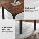 Vagaconl Computer Desk, Long Office Desk 2 Person Home Office Work Desks 78.74" L x 27.55" W x 29.52" H, Large Writing Table Study Desk, Rustic Brown (Only Table) Vagaconl