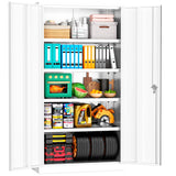 Superday Metal Storage Cabinet 71"×32"×16", Tall Storage Cabinet with 2 Doors and 4 Shelves, Large Metal Steel Utility Cabinet for Home Office, Garage, File Bathroom Pantry (White) Superday