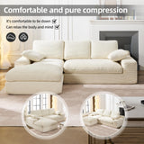 98.4" Cloud Modular Sectional Couch with Chaise,L-Shaped Modern Upholstered Sofa with Deep Seat,Corduroy Sectional Couches for Living Room and Bedroom,No Assembly Required(Beige) XSZD