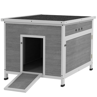 PawHut Duck Coop, Wooden Rabbit Hutch with Openable Roof, Removable Floor, Double Doors, Ramp, Weatherproof Pet House, Small Animal Outdoor Shelter for 3-6 Chickens, Geese 30" x 38" x 30"