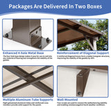 WKM 10X12 FT Gazebo for Patio,Large Wall-Mounted Lean to Gazebo Pergola with Roof on Clearance, Lean to Gazebo Hard Top, Lean to Gazebo Awnings for Patio, Decks, Porch and Backyard WKM