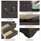 Yaheetech Fully-Assembled Nightstands Set of 2, 2-Drawer Nightstands Large Classic Bedside Tables with Storage, Wooden Painted Storage Cabinet for Bedroom, 21.5″L×16″W×24.5″H, Rustic Gray Yaheetech