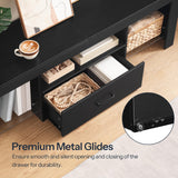 HOOBRO LED TV Stand with Power Outlets to 65 inch TV, Gaming Entertainment Center with Glass Shelves and Large Drawer, Modern Media TV Console Table for Living Room Bedroom, Black BB14UDDS01G1 HOOBRO