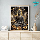 KEYIFA Diamond Art Kits for Adults, DIY Diamond Painting Buddha, Round Full Drill, 5D Lotus Flower Diamonds Dots Mosaic Painting, Gem Arts Craft for Home Wall Decor Gifts, 30x40cm KEYIFA