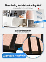 Mollywell Wood Panels for Wall, Time-Saving Installation, Versatile Wood Slat Wall Decor, Enhanced Acoustic & Sound Proof Fluted Design for Home & Office, 2 Pcs Teak, 47.2x23.6 Inch Mollywell