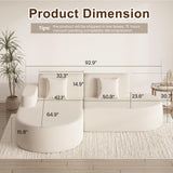 MELLCOM Modern Curved Boneless Sofa Couch, L-Shaped Corner Sofa, No Assembly Needed, Chenille Upholstered Cloud Sectional Couch for Living Room, Bedroom and Apartment (Beige, Left Hand Facing) MELLCOM