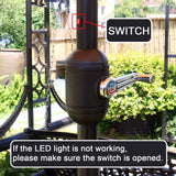 Sunnyglade 9' Solar 24 LED Lighted Umbrella with 8 Ribs Adjustment and Crank Lift System for Patio - Black and White Sunnyglade