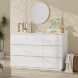 wanan 9 Drawer Dresser, Glossy White Dresser with LED Lights & Charging Station, Ball Bearing Slide wanan