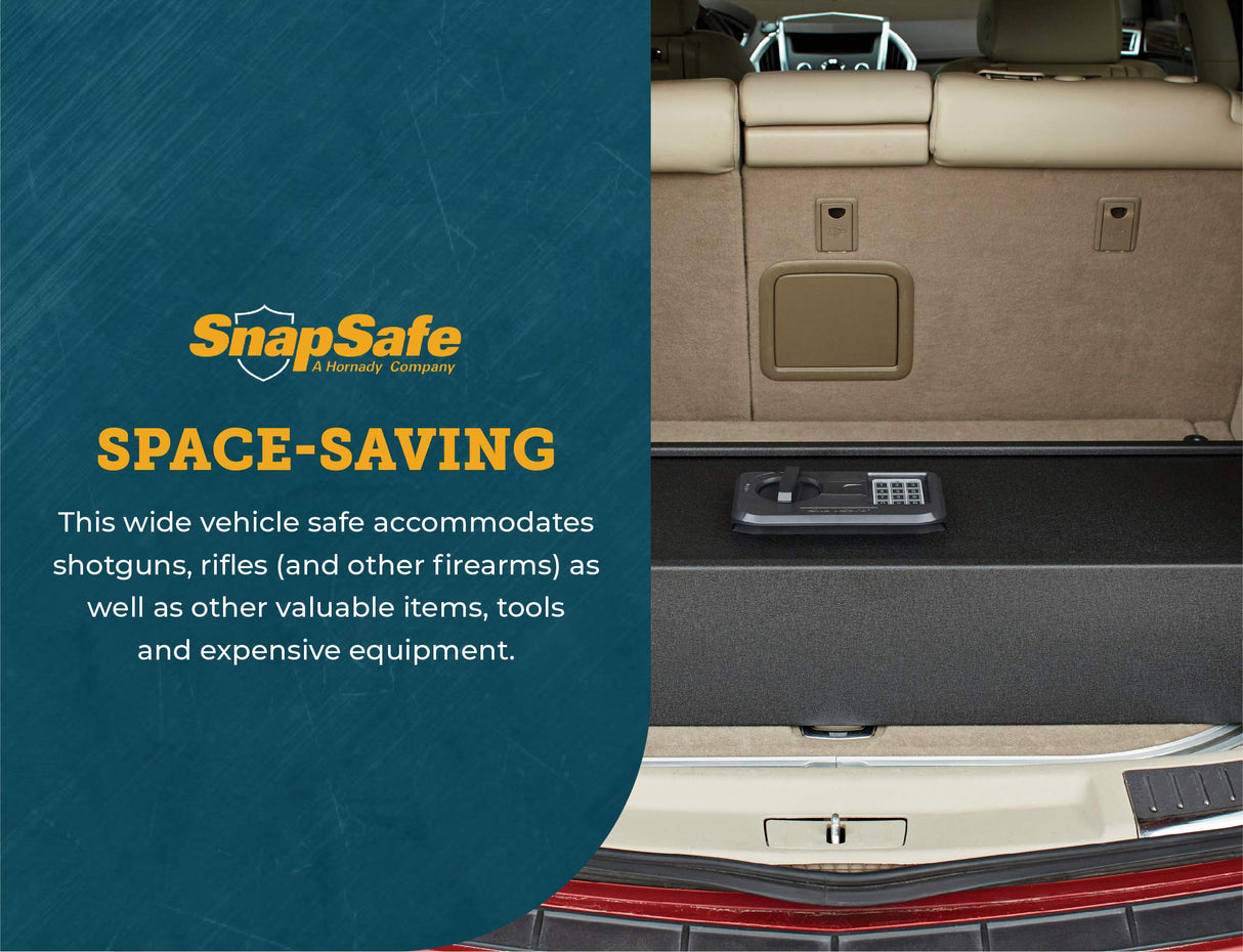 SnapSafe Trunk Safe II – Vehicle Gun Safes for Rifles and Shotguns – Security in Your Car or Truck, Protect Your Firearms, Ammo and Valuables – Black, Measures 7 x 42 x 13 Inches SnapSafe