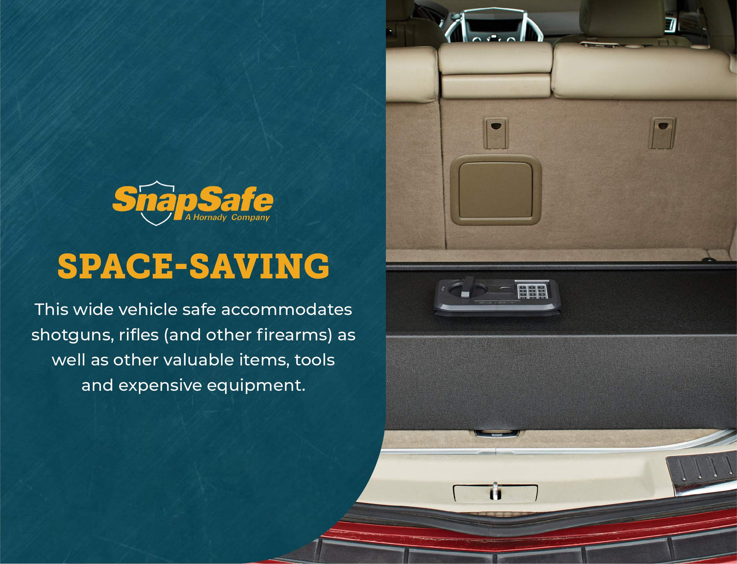 SnapSafe Trunk Safe II – Vehicle Gun Safes for Rifles and Shotguns – Security in Your Car or Truck, Protect Your Firearms, Ammo and Valuables – Black, Measures 7 x 42 x 13 Inches