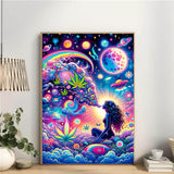 wmpikd Hippie Hippy Girl Diamond Art Painting Kits for Adults 5d DIY Trippy Cool Girl Gem Art Kit for Beginners Round Full Drill Paint with Diamonds Crafts Home Wall Decor Gifts 12x16 Inch wmpikd