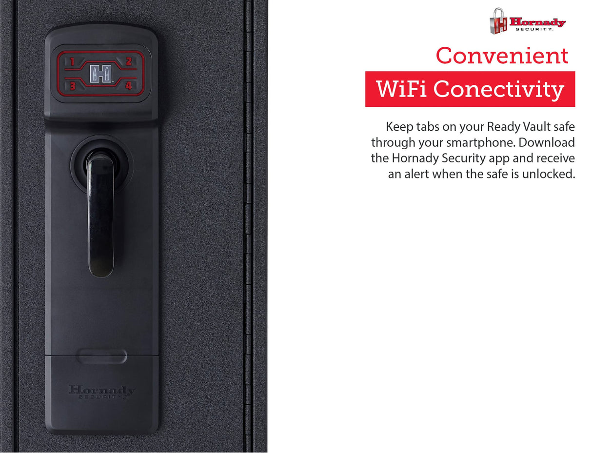 Hornady Rapid Safe Compact Ready Vault with WiFi - Safely Keep Tabs on Your Safe with Your Smartphone - RFID Technology for Touch Free Access & Heavy-Duty Steel Housing to Protect Valuables, 98196WIFI Hornady