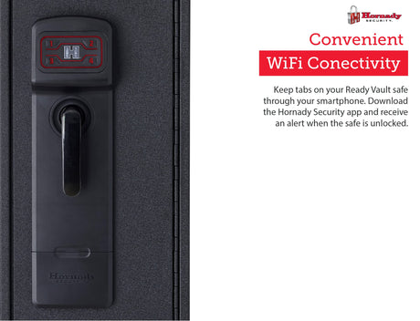 Hornady Rapid Safe Compact Ready Vault with WiFi - Safely Keep Tabs on Your Safe with Your Smartphone - RFID Technology for Touch Free Access & Heavy-Duty Steel Housing to Protect Valuables, 98196WIFI Hornady