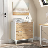 Tribesigns 2-Drawer File Cabinet, Lateral Filing Cabinet for A4/Letter/Legal Size, Office Storage Cabinet, Printer Stand with Storage Drawer for Home Office, White & Walnut Tribesigns