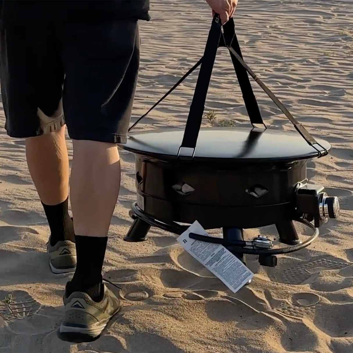 Flame King Smokeless Propane Fire Pit, 24-inch Portable Firebowl, 58K BTU with Self Igniter, Cover, & Carry Straps for RV, Camping, & Outdoor Living Flame King