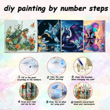 4 Pack Animals Paint by Numbers Kit for Adults Beginner,DIY Hummingbird Sea Turtle Painting by Numbers Kits,Dragon Elephant With Brushes and Acrylic Paint(With Frame),Home Wall Decor 10 x 10 in AREOPNMG