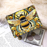 JZHYOAN Diamond Painting Small Coin Purse for Women DIY Coin Pouch Coin Purse with Zipper and Keyring Diamond Art Purses and Wallets Handbags Wallet Keychain for Cards Keys Bee JZHYOAN