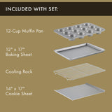 Calphalon 10-Piece Nonstick Bakeware Set, Includes Baking Sheet, Cookie Sheet, Cake Pans, Muffin Pan, and More, Dishwasher Safe, Silver Calphalon
