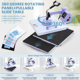 Whubefy Heat Press 15x15, Heat Press Machine for Shirts, Pro 8 in 1 Heat Press w/11-30 oz Tumbler Press, Heat Press Machine Combo Fast & Even Heating, 360°Swing Away Sublimation for Hat Cap Mug Plate Whubefy