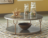 Signature Design by Ashley Ranoka Contemporary Round 42" Coffee Table, Metallic & Goldtone Finish Signature Design by Ashley