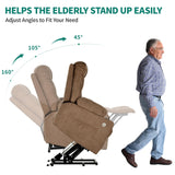 YITAHOME Electric Power Lift Recliner Chair for Elderly, Fabric Recliner Chair with Massage and Heat, Spacious Seat, USB Ports, Cup Holders, Side Pockets, Remote Control (Brown) YITAHOME