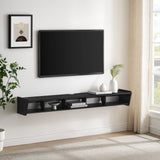 Walker Edison Zee Modern Floating Mounted Minimalist Stand for TVs up to 70 Inches, 65 Inch, Solid Black Walker Edison