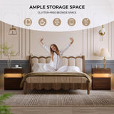 i-aplus Night Stand Set 2 LED Nightstands for Bedroom Set of 2 Modern Bedside Table with 3 Drawers End Side Table i-aplus