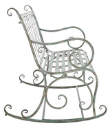 SAFAVIEH Outdoor Collection Ressi Victorian Antique Dark Green Wrought Iron Rock Bench SAFAVIEH