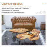 BTEOBFY Natural Wood Coffee Table with Clear Lacquer Finish and Metal Hairpin Legs for Living Room - 20-27 inches Long- Mesa de Centro para Sala BTEOBFY