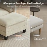 Amsleekey Modular Sectional Sofa, 111.5" U-Shaped Corduroy Comfy Sectional Couches for Living Room, 3-Seater Cloud Couches with 2 Movable Ottomans, Flexible Combination Modern Deep Seat Sofa (Beige) Amsleekey