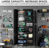 Daokesecr Metal Storage Cabinet, Kitchen Pantry Cabinet, Storage Cabinet with Doors and Shelves, 5 Adjustable Shelves Garage Storage Cabinet with Lock, Tool 71'H Black Daokesecr