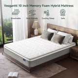 Vesgantti Queen Mattresses, 10 Inch Innerspring Hybrid Queen Size Mattress, Pressure Relief Pocket Spring Mattress in a Box with Breathable Memory Foam, Medium Firm, CertiPUR-US Certified Vesgantti