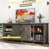 70In Farmhouse TV Stands for 70 75 80inch TV w/Adjustable Shelves,Sliding Barn Door.Rustic Wooden Entertainment Center,TV Console Grey Cabinet w/Storage for Bedroom Living Room(Dark Grey 70in) Elibeauty