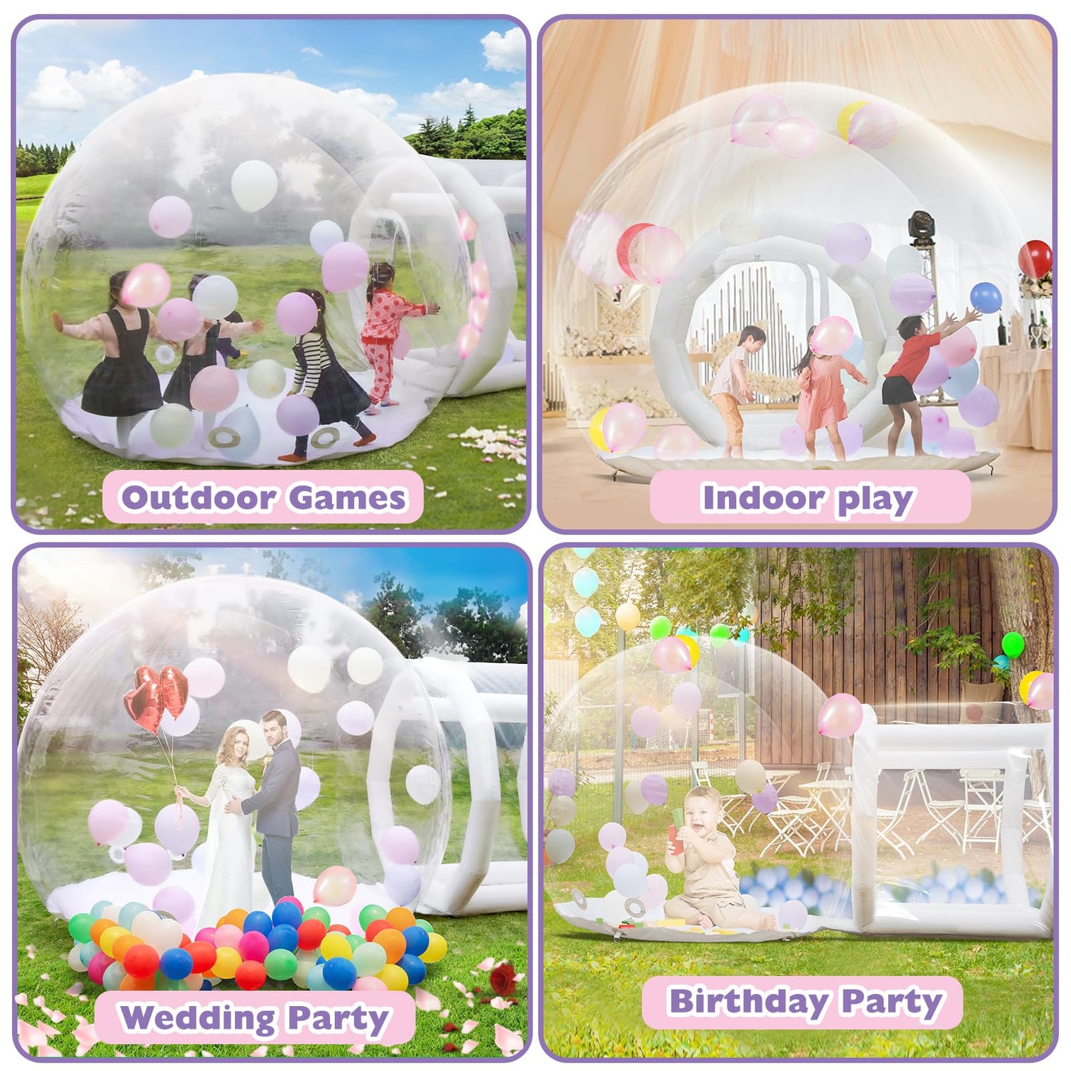 10FT Inflatable Bubble House Dome, Clear PVC Bubble Balloon House Ten with Tunnel, Air Blower, 600W Air Pump Transparent Bubble House Dome Inflatable for Party, Yard Decoration Gaonala