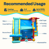 VIVOHOME 7 in 1 Bounce House for Kids, Sea Theme Inflatable Bouncy Castle with Slide, 12x10 FT Inflated Bouncer for Outdoor with Blower, Basketball, Climb, Jump Area, Ball, Water Pool, Hoop VIVOHOME