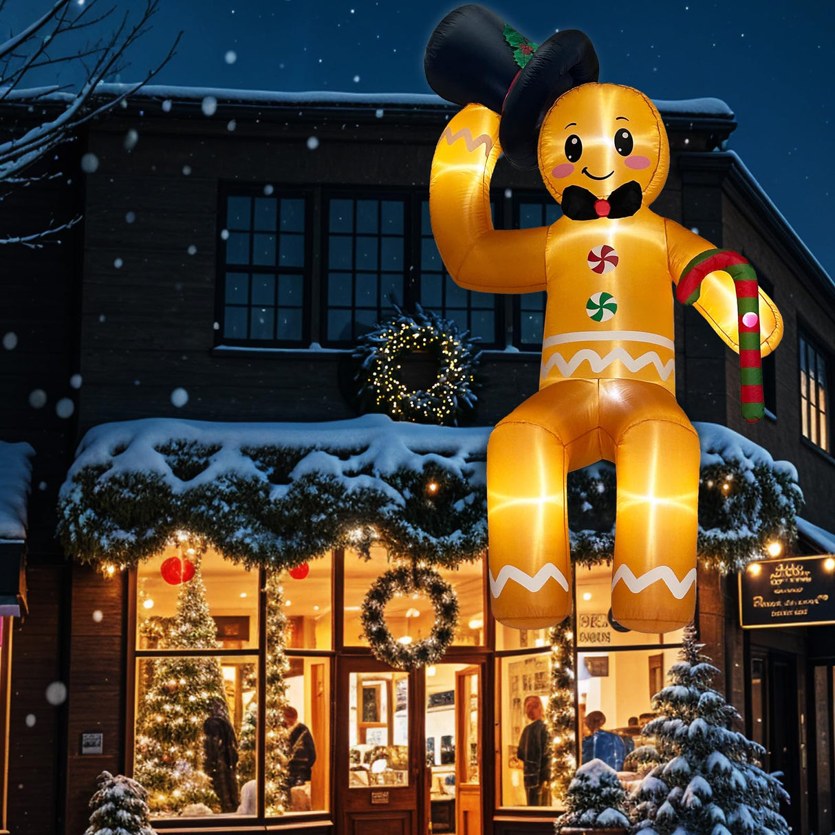 GUDELAK 10FT Christmas Inflatable Outdoor Decoration, Climbing Giant Christmas inflatables Gingerbread Decorations Outside with 8 LED, Christma Blow Ups Outdoor Roof Yard Lawn Xmas Decor GUDELAK
