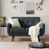 Husbedom 51 Inches Loveseat Sofa, Mid-Century Modern Mini Couch with Tufted Back for Small Living Room, Bedroom,Apartment, Dorm,Track Arms, Wooden Legs, Easy Assembly, Dark Gray Husbedom