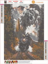 F-CANLAN Round Full Drill Diamond Painting Kit, 5D DIY Train Diamond Dots Arts Crafts Set Forest Train Crystal Crafts Dots with Diamond Adult Children Rhinestone Diamond Art Room Decor (12X16 inches) F-CANLAN