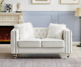 FYLCOUAMㅤ 59" Velvet Loveseat with Crystal Buttons Tufted Sofa, Trimmed Nailhead and Heavy-Duty Lucite Legs Loveseat Couch | Hollywood Regency Couch for Living Room, Bedroom FYLCOUAMㅤ