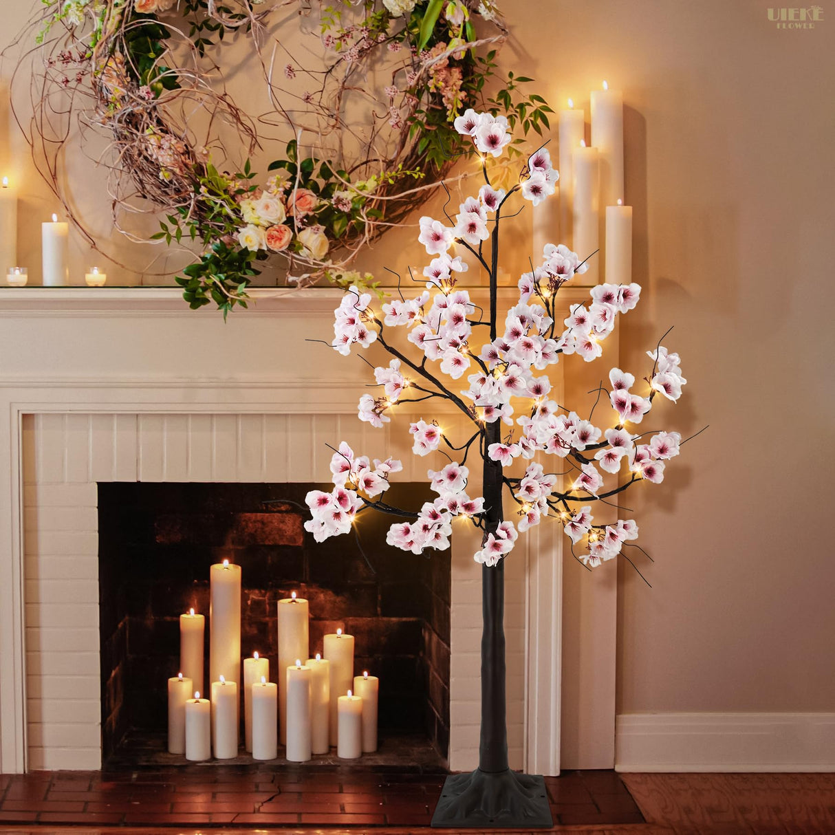 Uieke Cherry Blossom Tree, 6FT 96 Fairy Lights Artificial Lighted Tree for Home Inside Outdoor Spring Wedding Party Festival Decor, Warm White Uieke