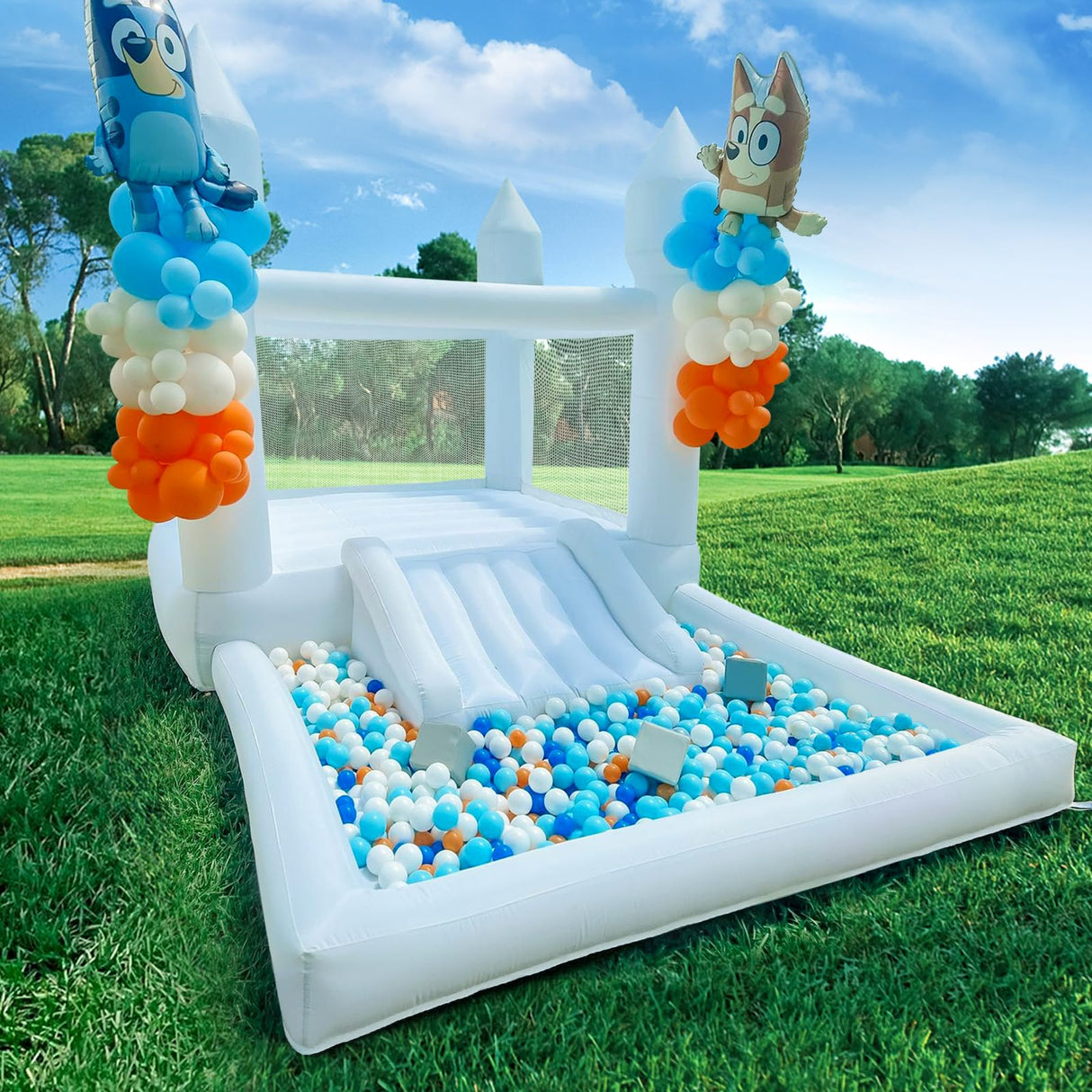 iLink-outer White Bounce House for Kids - 13x8x8FT Oxford White Bouncy House with Slide & Ball Pit, Perfect for Parties & Events,Safe and Fun for All Ages iLink-outer