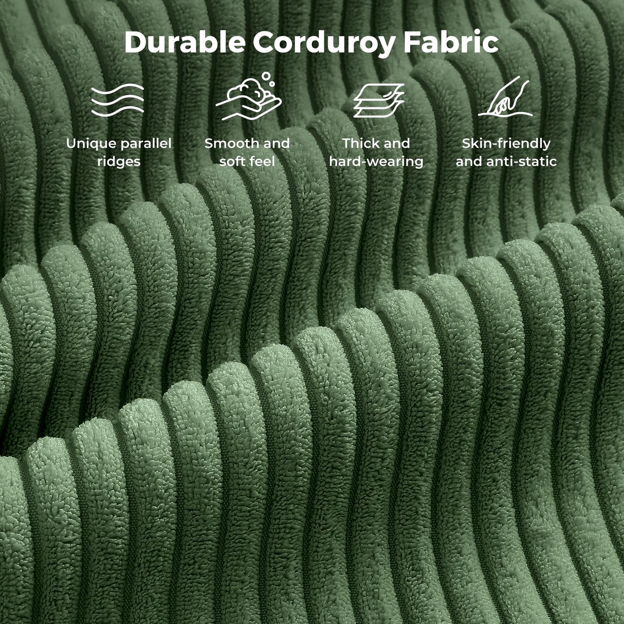 Vesgantti 97" Modular Sectional Sofa Green, L-Shaped Couch with Movable Ottoman, Comfy Corduroy Couch with Spring Cushion, Modular Sofa with Deep Seat for Living Room, Bedroom and Apartment Vesgantti