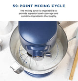 GE Tilt-Head Electric Stand Mixer | 7-Speed, 350-Watt Motor | Includes 5.3-Quart Bowl, Flat Beater, Dough Hook, Wire Whisk & Pouring Shield | Countertop Kitchen Essentials | Sapphire Blue GE