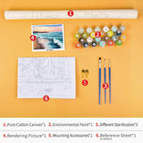 TUMOVO Painting by Numbers for Adults, Beach Paint by Numbers Kits, Colorful Seaside Landscape Oil Painting for Adults, DIY Canvas Painting Kit with Brushes and Pigment, 16x20 Inch TUMOVO