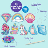 8 Packs Poke in Crafts Art Kits for Girl, Unicorn Mermaid Mess Free Kids' Paper Craft Kits, Birthday Gift for Girls 4 5 6 7 8 9 Years Old, DIY Presents, Mess Free Art Activity ATFUNSHOP