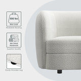 Furniture of America Nimiane Modern Boucle Sofa Couch with Curved Arms and Wooden Legs, Comfy Fabric Upholstered 3 Seater Couch for Living Room, Bedroom, Home Office, Off-White Furniture of America