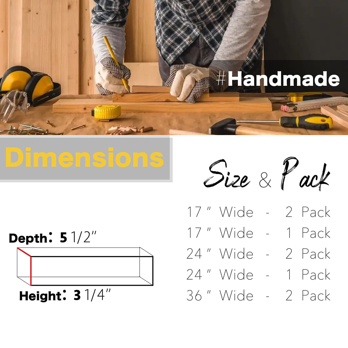 ROOREVO Wall Floating Shelves, Rustic Wood Wall Shelf Handmade (Light Walnut, 24 Inch - 2 Pack) ROOREVO