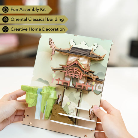 Rolife DIY Book Nook Kit Falling Sakura, DIY Miniature Booknook Kit Creative Decorative Bookend Bookshelf Insert 3D Puzzle for Adults, Halloween/Christmas Decorations/Gifts for Adults (Falling Sakura) Rolife