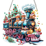 SENQAO Christmas Diamond Art Hanging Kits for Adults Kids, Christmas Train Diamond Art Suncatchers, 5D Special Shape Diamond Painting Pendant Window Ornament Gifts for Home Door Wall Decor SENQAO